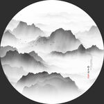 国画中式山水水墨画