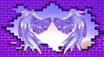 3D立体紫色翅膀背景墙