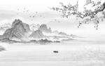 中国风灰色客厅山水 TIF文件