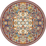 欧式波斯红圆形地毯