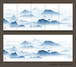 水墨山水画客厅装饰画沙发背景画