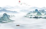 别墅山水意境墙画 TIF分层