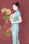 手绘民国美女