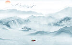 高档 山水客厅墙画 TIF分层