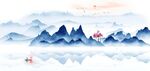 新中式水墨山水风景背景墙壁画