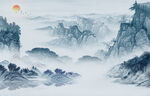 国画风景山水墙画 TIF分层