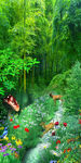 3D清新竹林小桥玄关