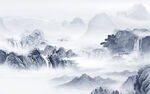 中国风山水背景墙画 TIF分层