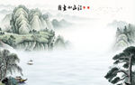 国画 别墅山水墙画 TIF分层