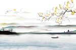 玉兰山水画背景墙