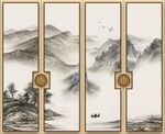 山水护墙板 花盘 花饰 中式 