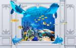 梦幻海底世界创意3D立体背景墙