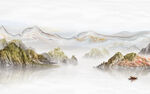 石纹高端山水墙画 TIF分层