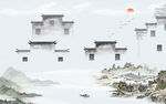 高端徽派山水墙画 TIF分层