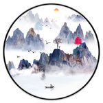 中式抽象水墨山水装饰画