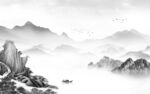 中国风山水客厅背景 tif分层