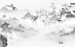 花鸟 现代灰色山水 TIF分层