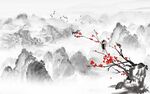 梅花新中式背景墙