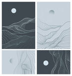 中式简约插画山