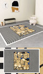 北欧现代抽象人物棋盘格地毯