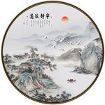 圆框山水装饰画