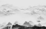 高清 背景墙灰山水 TIF分层