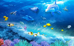 海底生物唯美背景墙