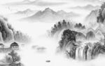 新中式山水灰色背景 tif分层