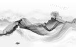 线条意境灰色山水 tif分层