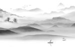中式高档灰色山水 文件分层 