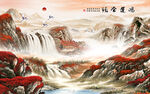 中式电视客厅山水 TIF分层