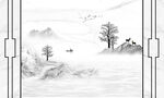 晶瓷画抽象水墨山水风景画