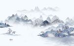 别墅 意境山水背景 TIF分层