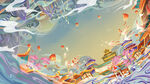 插画新年吉祥背景展板