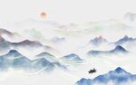 水墨山水画背景墙