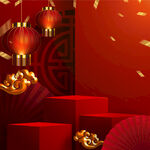 红色喜庆春节中国风海报背景