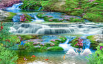 小溪流水背景墙