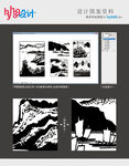 风景图案设计素材平面分层图