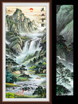 流水生财中式山水玄关画