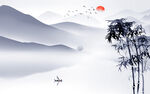 蓝色电视山水背景 tif分层