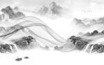 中国风背景中式山水 tif分层