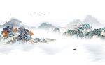 最新 山水中式背景 tif分层