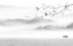 新中式灰色客厅山水 TIF分层