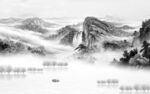 国画高档灰山水 tif分层画