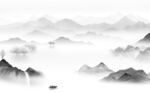 人气灰色背景山水 tif分层