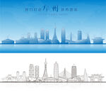 郑州地标建筑河南郑州城市剪影