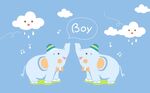 卡通儿童男孩房间大象壁画