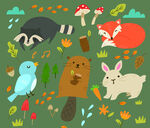 卡通小动物森林背景