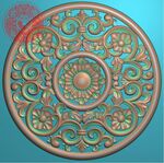 圆形洋花挂屏通花精雕图灰度浮雕