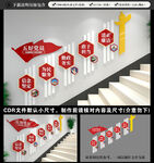 五好党员党建楼梯文化墙